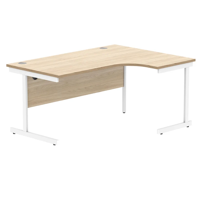 Polaris Right Hand Radial Single Upright Cantilever Desk 1600x1200x730mm Canadian Oak/White KF821450