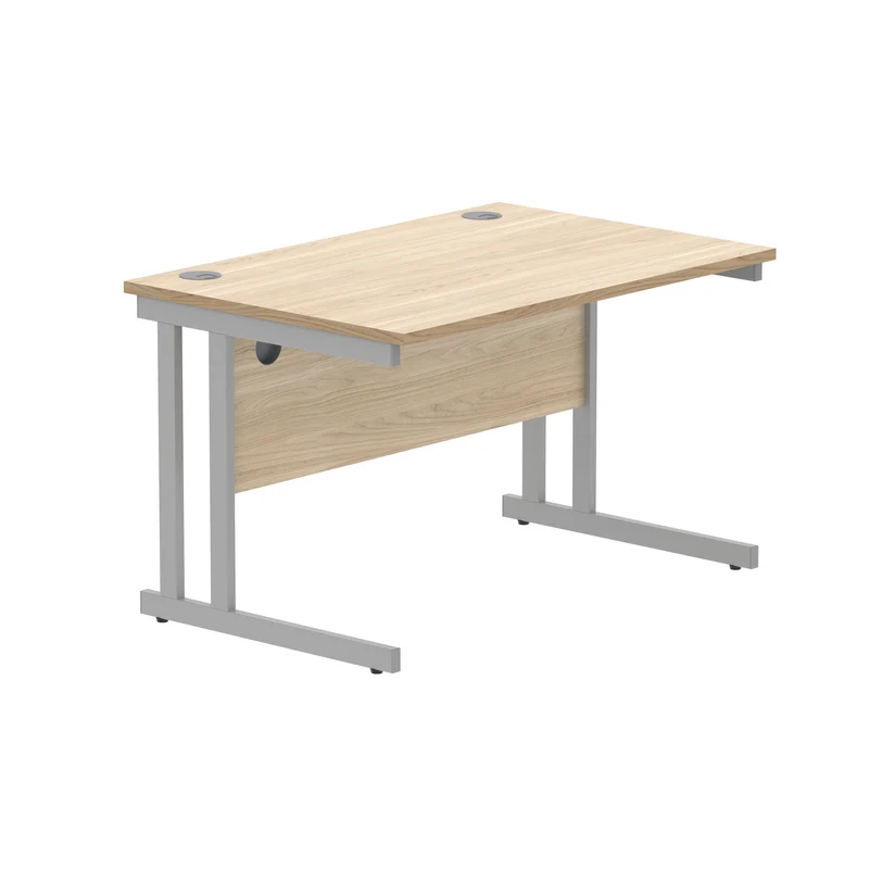 Polaris Rectangular Double Upright Cantilever Desk 1200x800x730mm Canadian Oak/Silver KF822210