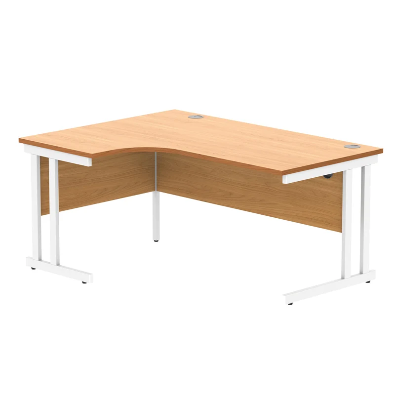Polaris Left Hand Radial DU Cantilever Desk 1600x1200x730mm Norwegian Beech/White KF822160