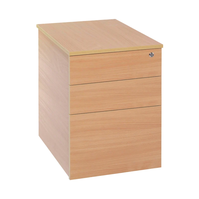 Serrion 3 Drawer Desk High Pedestal 430x730x600mm Beech KF78100
