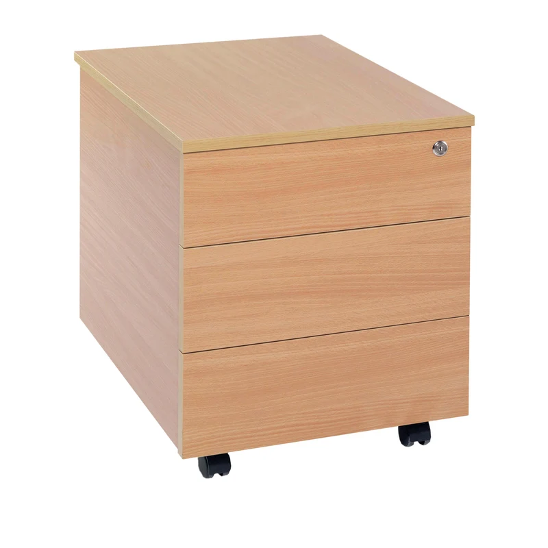 Serrion 3 Drawer Mobile Pedestal 400x450x550mm Beech KF78098
