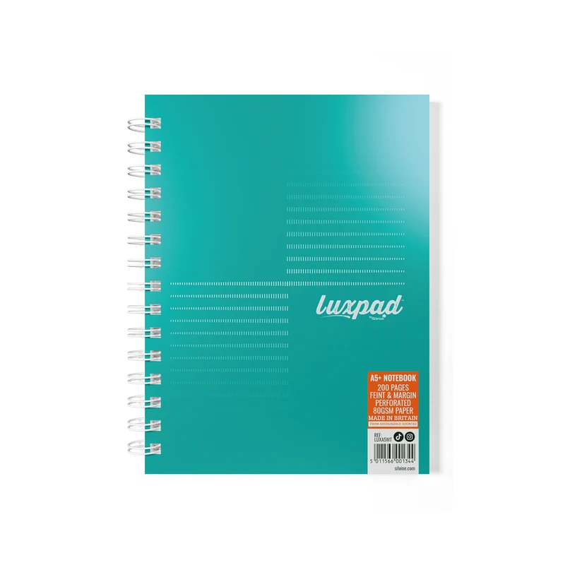 Silvine Luxpad Professional Wirebound Notebook Ruled with Margin 200 Pages A5+ (Pack of 3) LUXA5MT