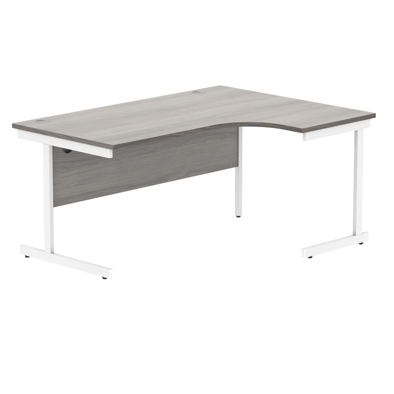 Polaris Right Hand Radial SU Cantilever Desk 1600x1200x730mm Alaskan Grey Oak/White KF821530