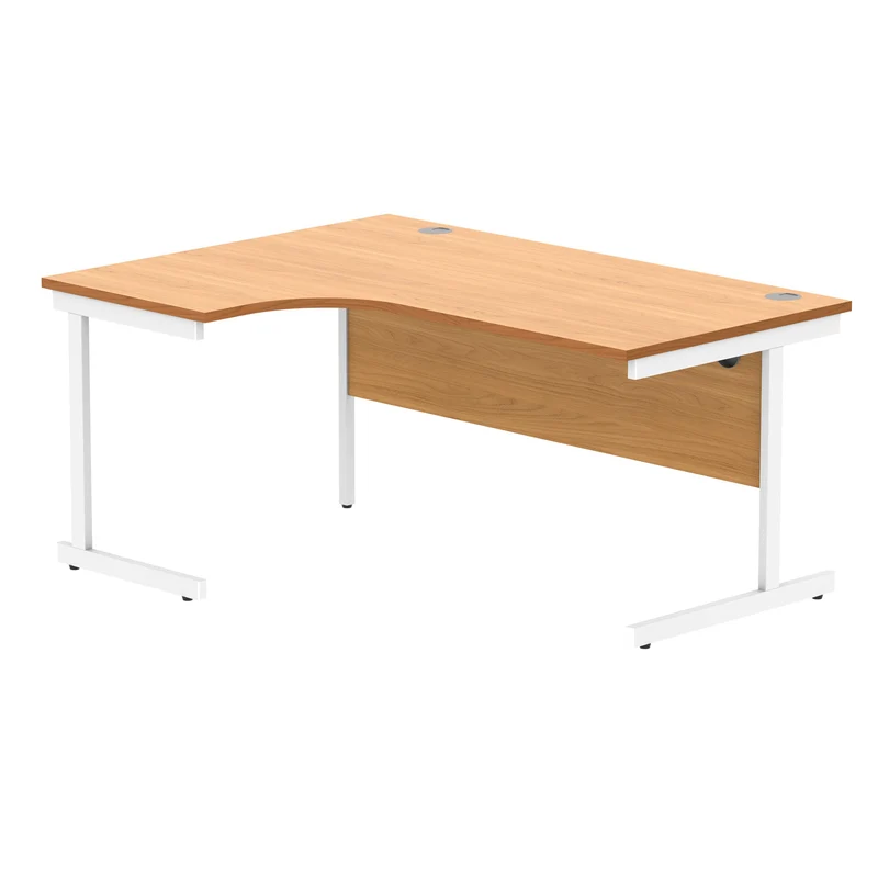 Polaris Left Hand Radial SU Cantilever Desk 1600x1200x730mm Norwegian Beech/White KF821400