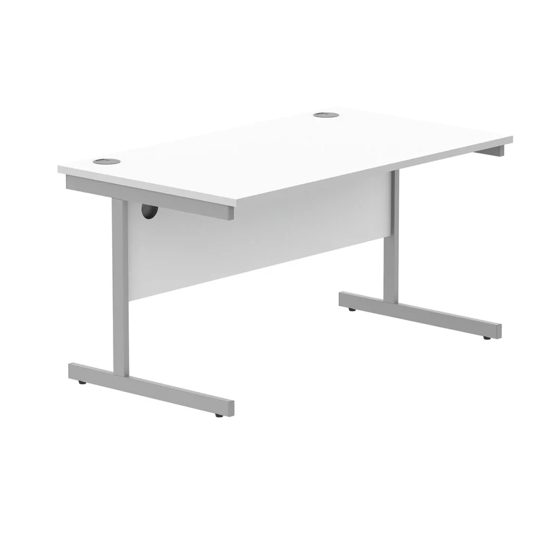 Polaris Rectangular Single Upright Cantilever Desk 1400x800x730mm Arctic White/White KF821880