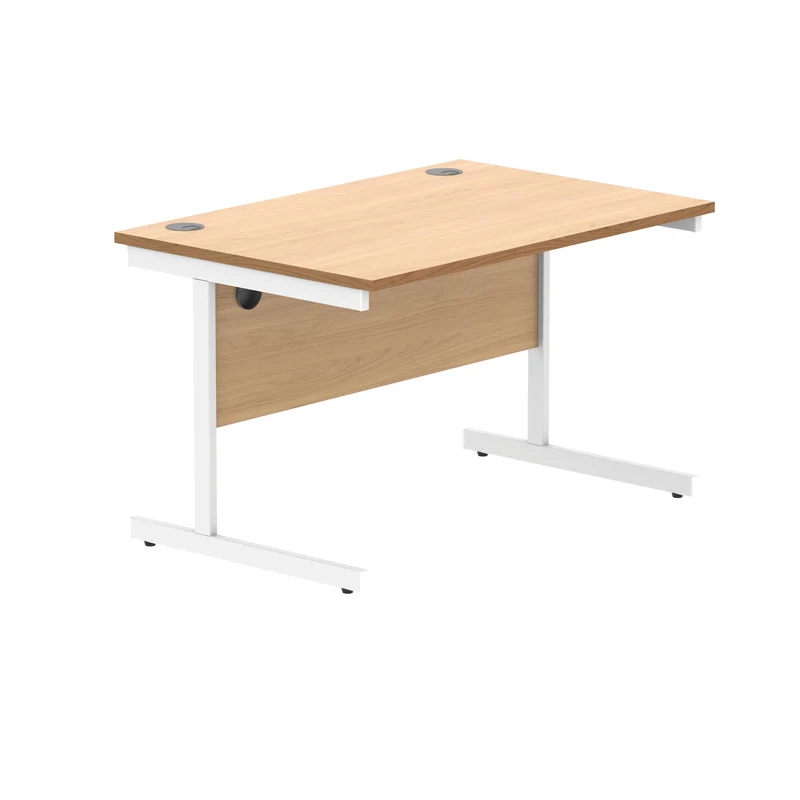 Polaris Rectangular Single Upright Cantilever Desk 1200x800x730mm Norwegian Beech/White KF821630