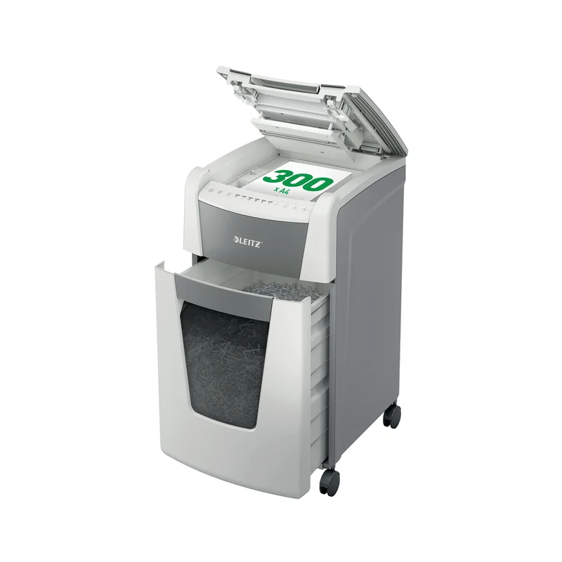 Leitz IQ Autofeed Office 300 Cross-Cut P-4 Shredder White 80151000