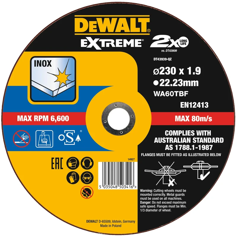 Extreme bonded disc thin cut 230MM X 1.9MM X 22.23MM - DT43939-QZ DeWalt