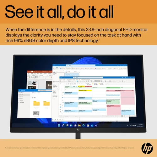 HP E24 G5 23.8 Inch FHD Monitor Black/Silver 6N6E9E9#ABU
